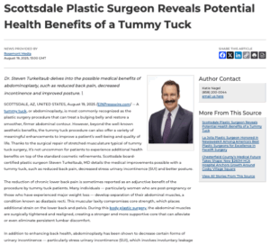 Plastic Surgeon in Scottsdale Details Medical Benefits of Abdominoplasty